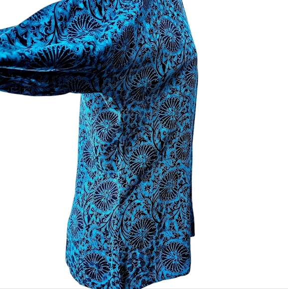 Vintage Christian Dior 100% Silk Blouse/Silk Shirt Top Azure Blue Black 6 - Picture 8 of 16